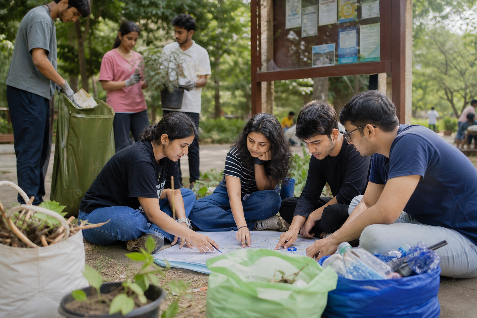 Youth practicing civic and environmental skills